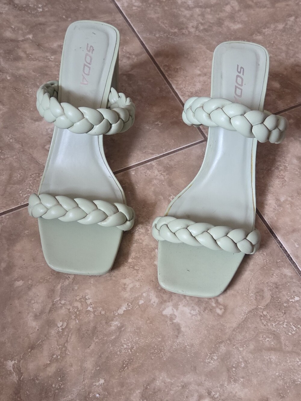 Seafoam Green Sandal Heels